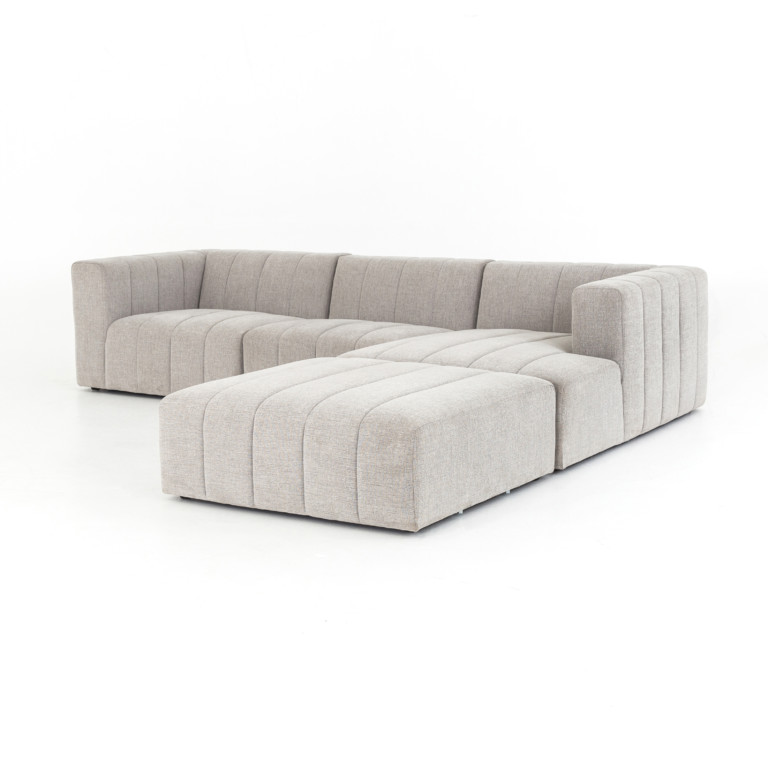 LANGHAM CHANNELED 3-PC SECTIONAL W/ OTTOMAN