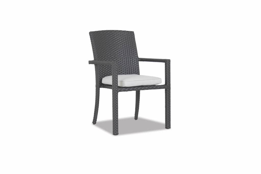 Solana Dining Chair with Arm with cushions in Cast Silver