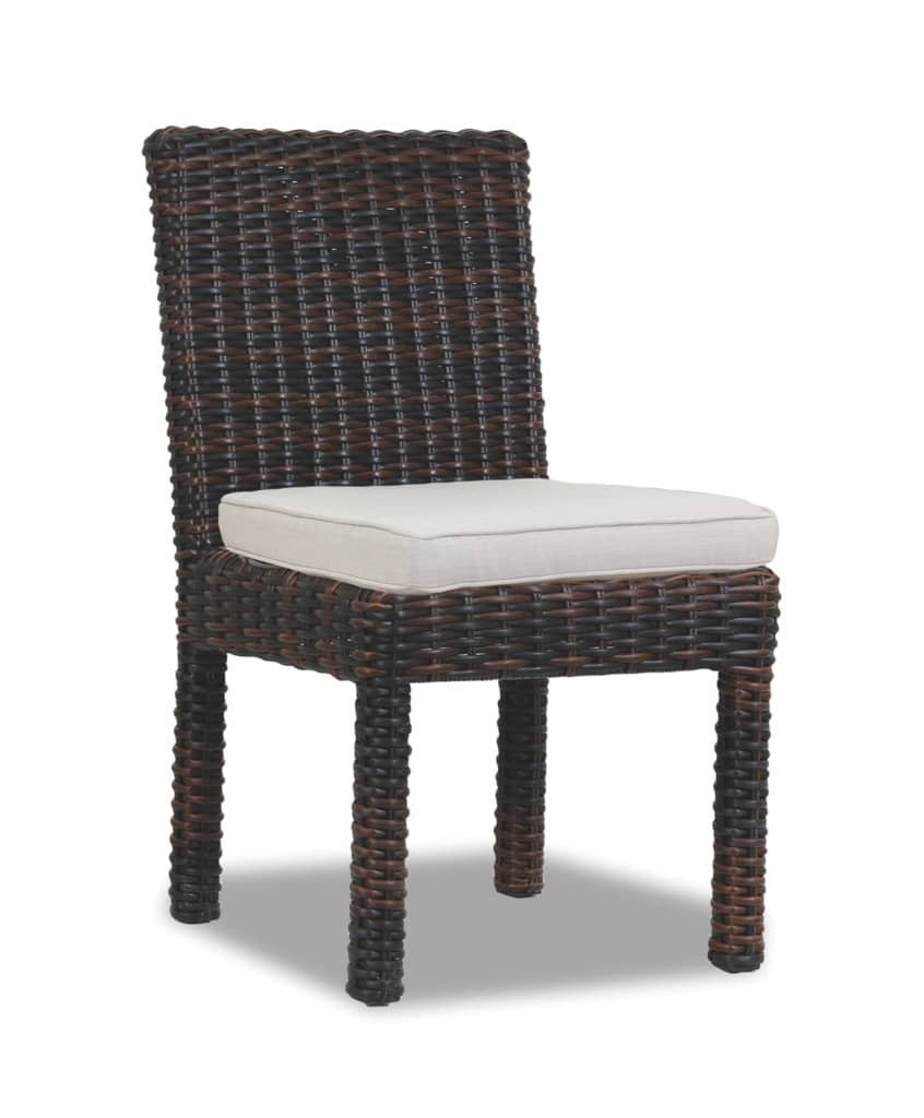 Montecito Armless Dining Chair with cushions in Canvas Flax with self welt