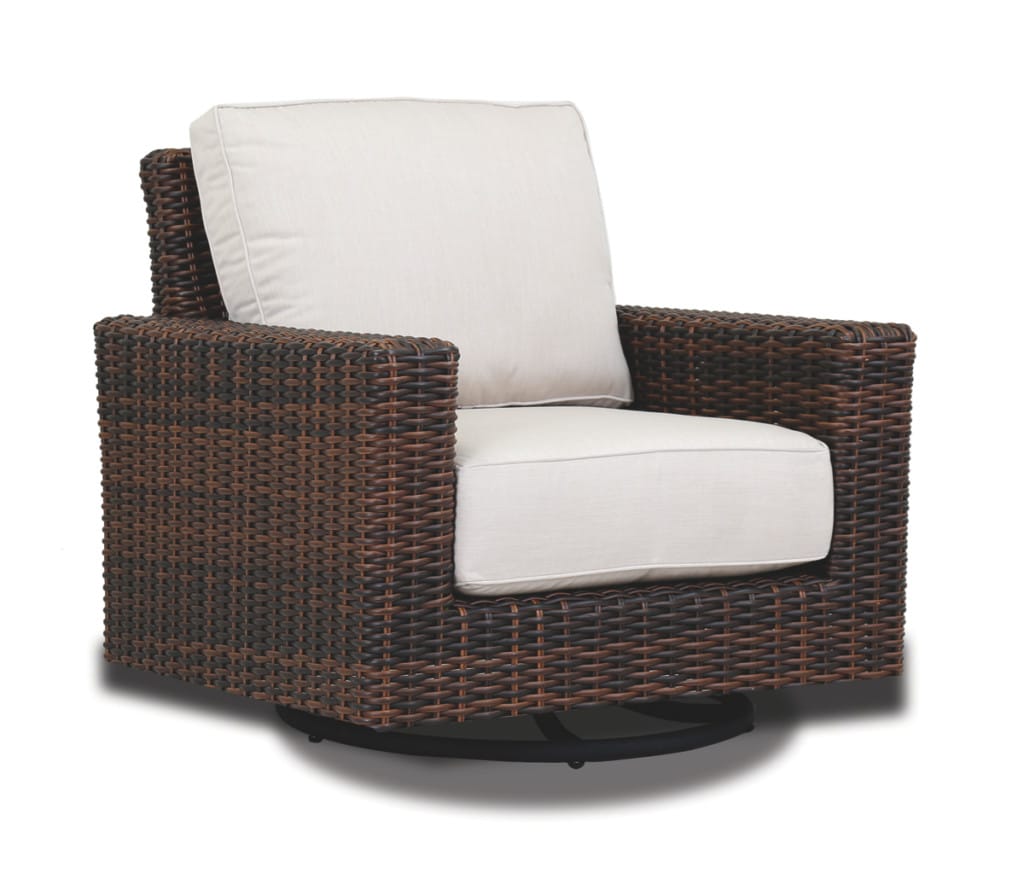 Montecito Swivel Rocker Club Chair with cushions in Canvas Flax with self welt
