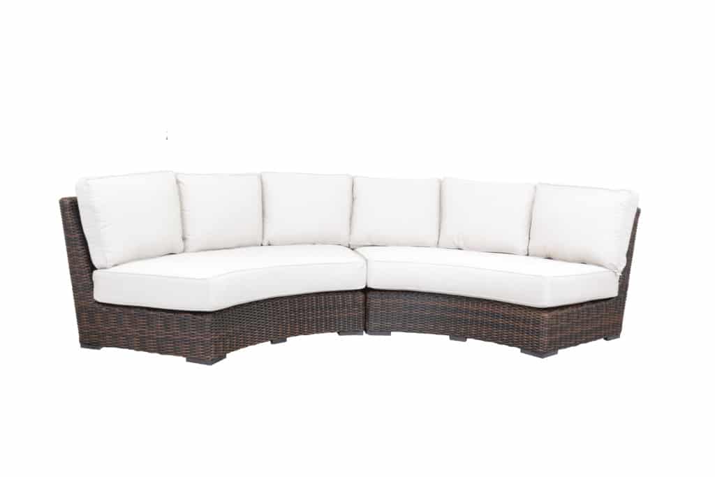 Montecito Curved Loveseat with cushions in Canvas Flax with self welt