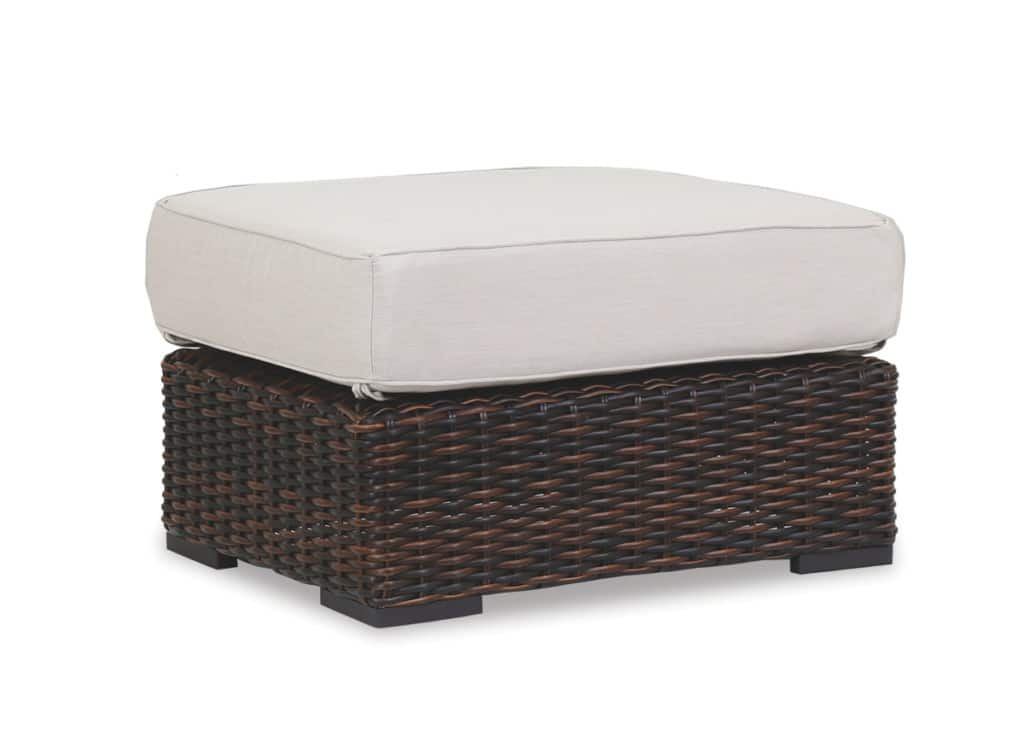 Montecito Ottoman with cushions in Canvas Flax with self welt