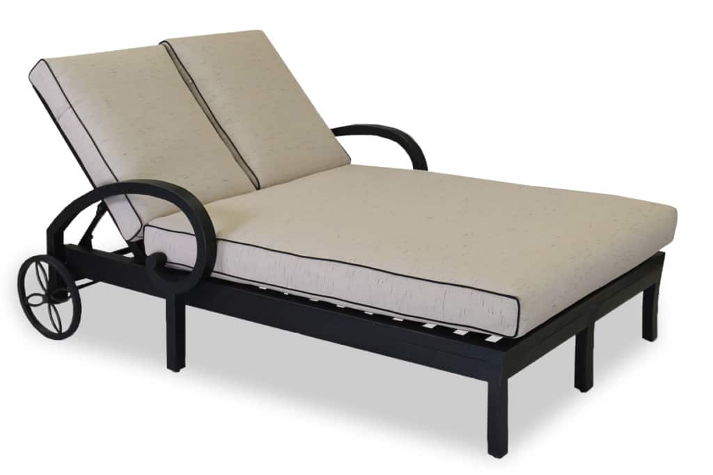 Monterey Double Chaise with cushions in Frequency Sand with Canvas Walnut Welt