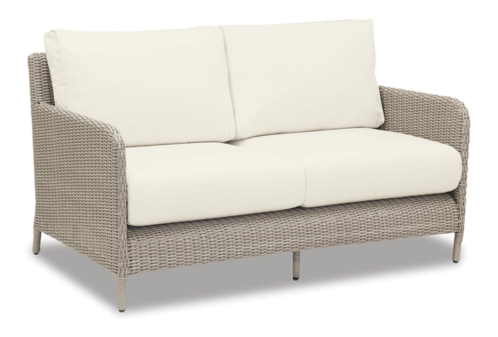 Manhattan Loveseat with cushions in Linen Canvas with self welt