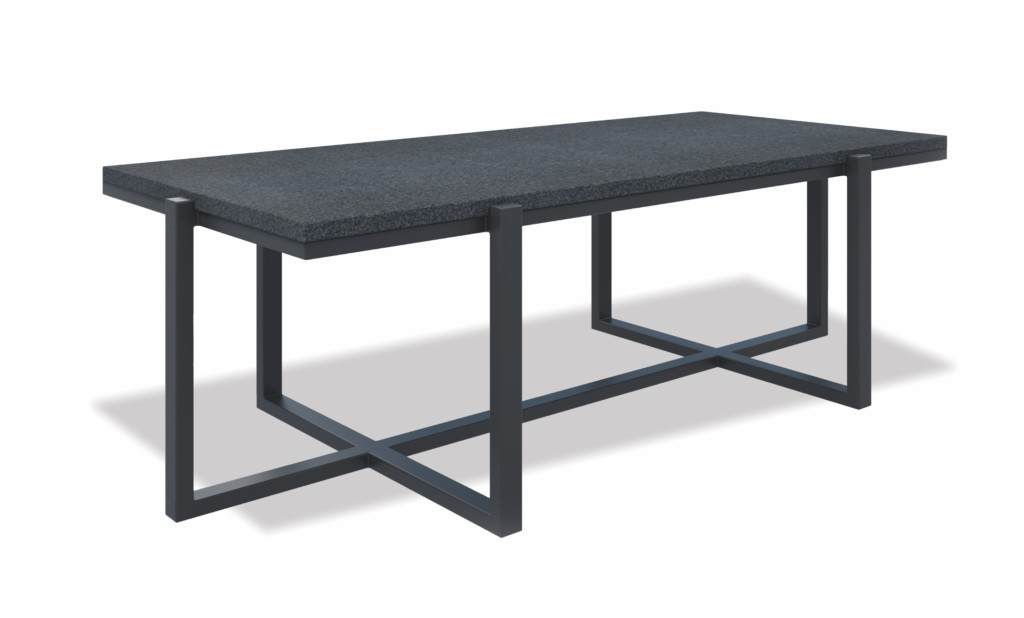 Rectangle Coffee Table with Honed Granite Top, Slate Finish