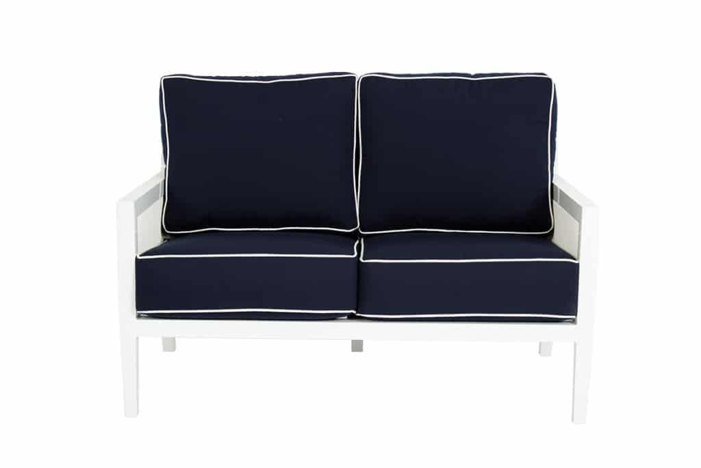 Regatta Loveseat with cushions in Canvas Navy with Canvas White welt
