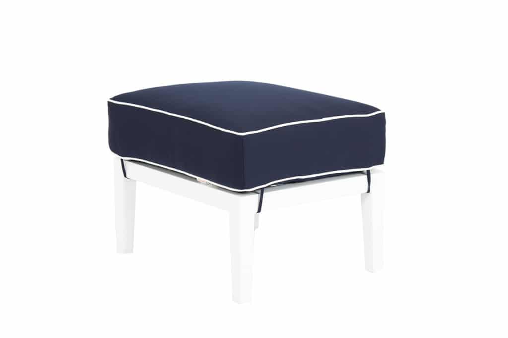 Regatta Ottoman with cushion in Canvas Navy with Canvas White welt