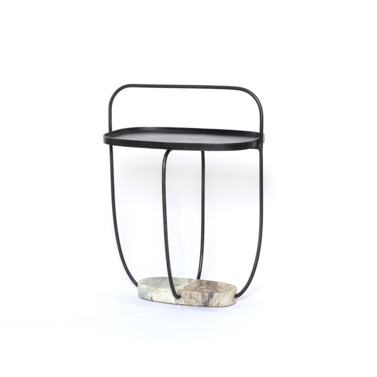 Anika End Table-Hammered Grey