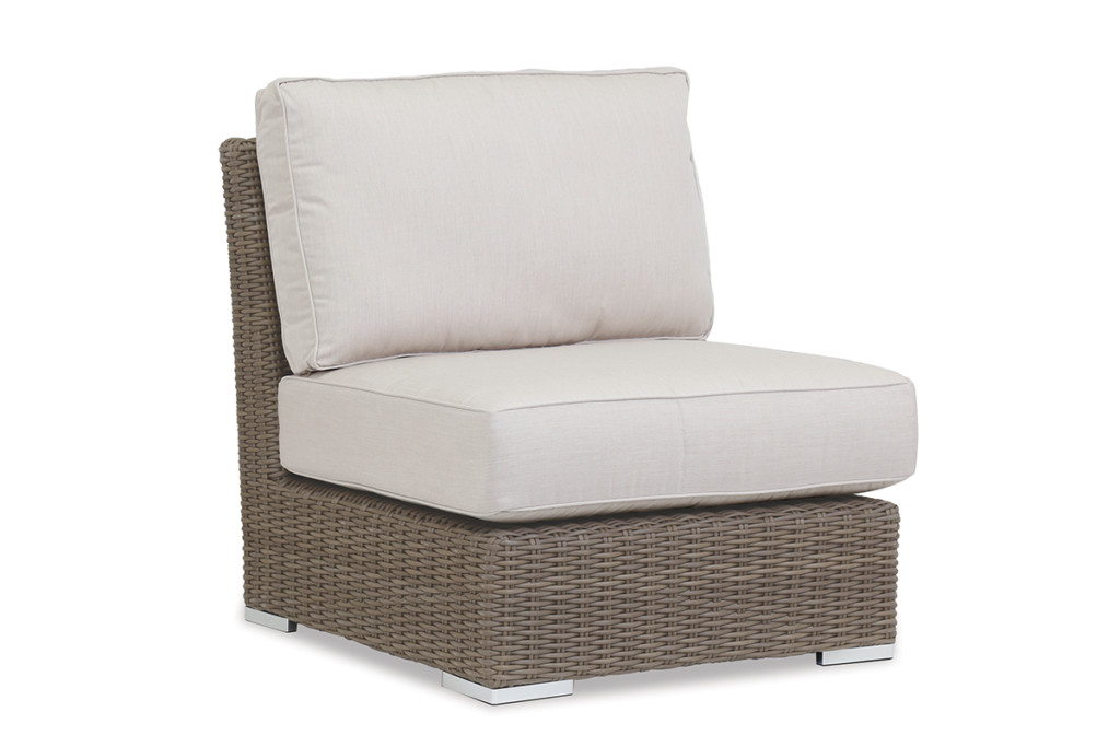 Coronado Armless Club Chair with cushions in Canvas Flax with self welt