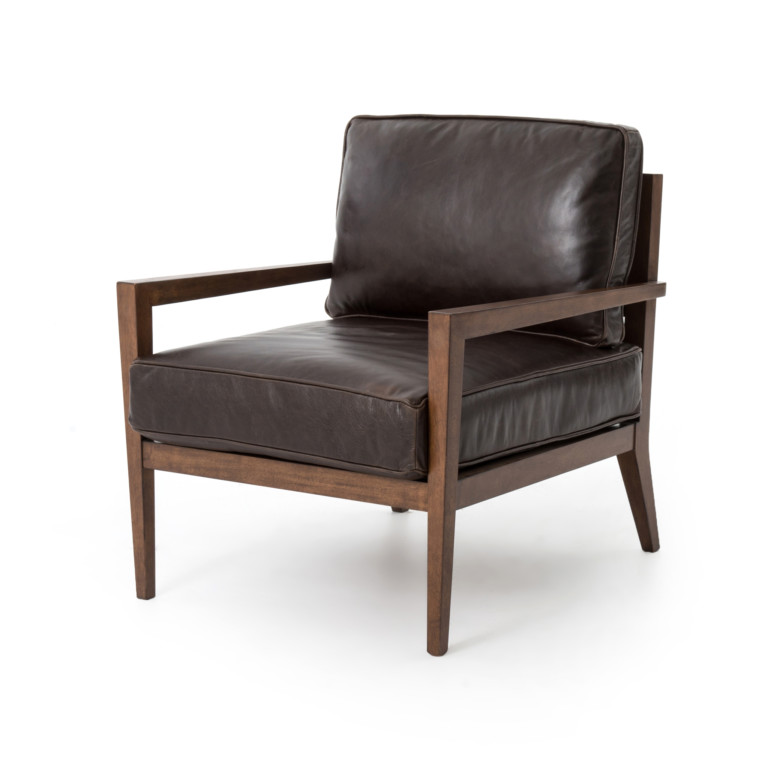 Laurent Wood Frame Accent Chair-Dk Brn L