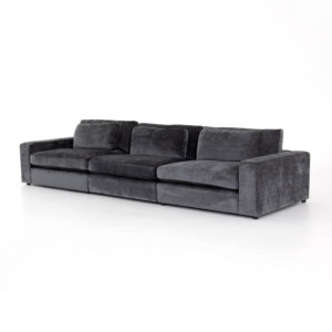 Bloor 3-Pc Sectional-Charcoal Worn Velve