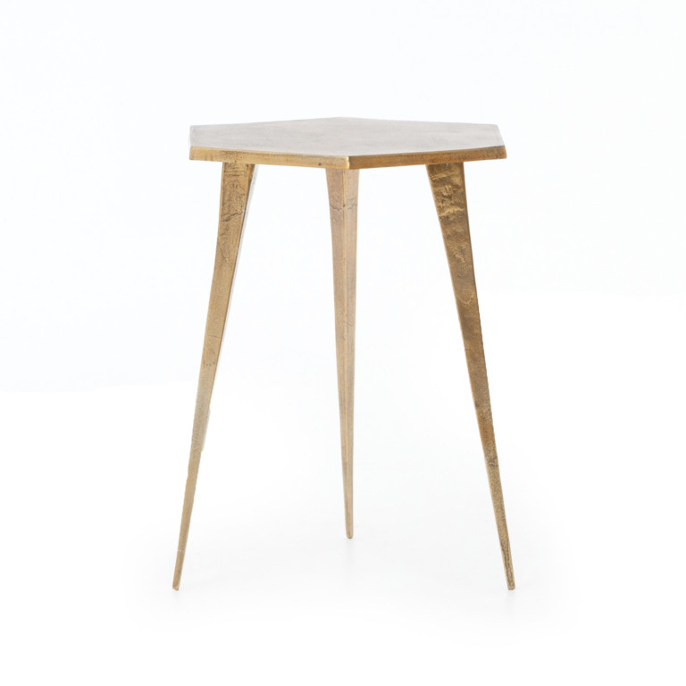 Hex End Table-Raw Brass