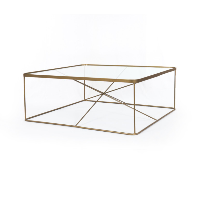 Lucas Square Coffee Table-Antique Brass