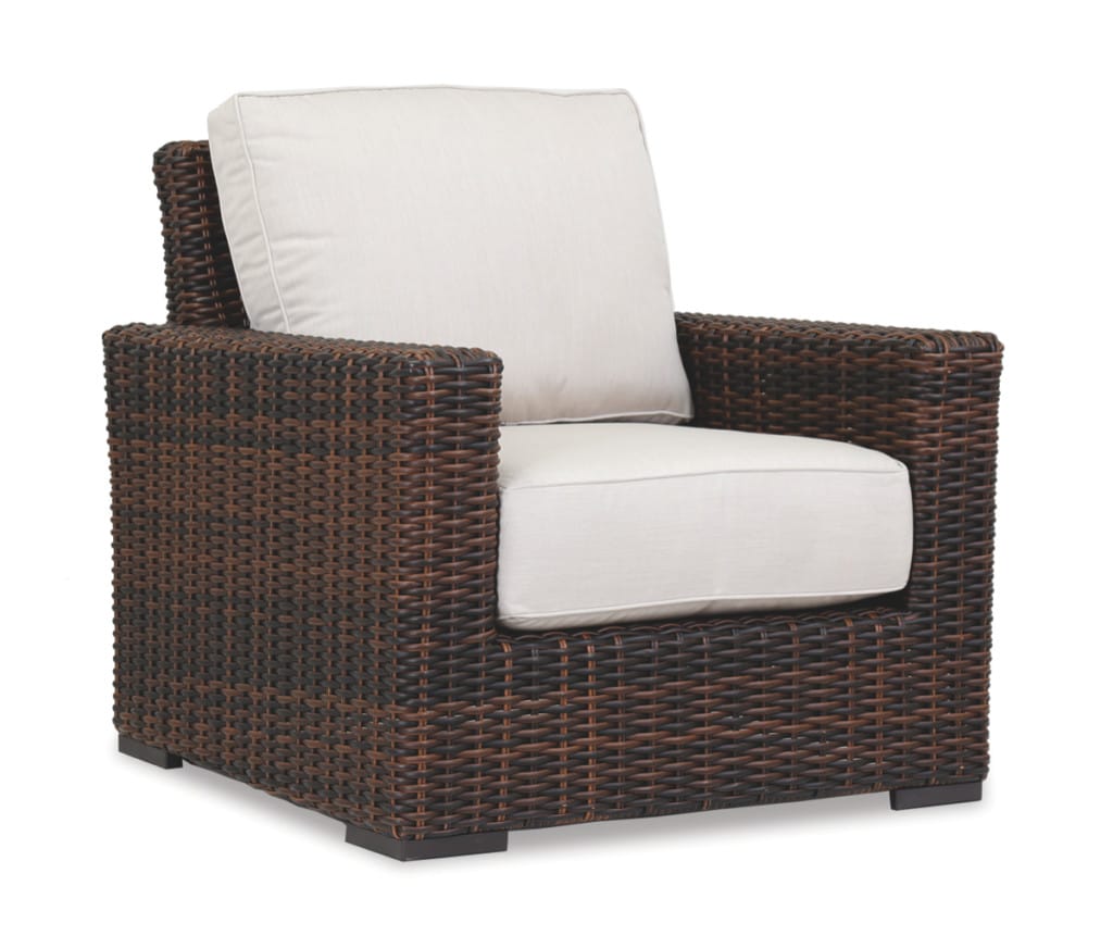 Montecito Club Chair with cushions in Canvas Flax with self welt