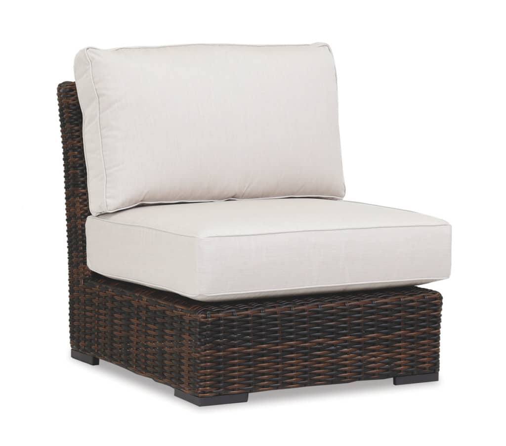 Montecito Armless Club Chair with cushions in Canvas Flax with self welt