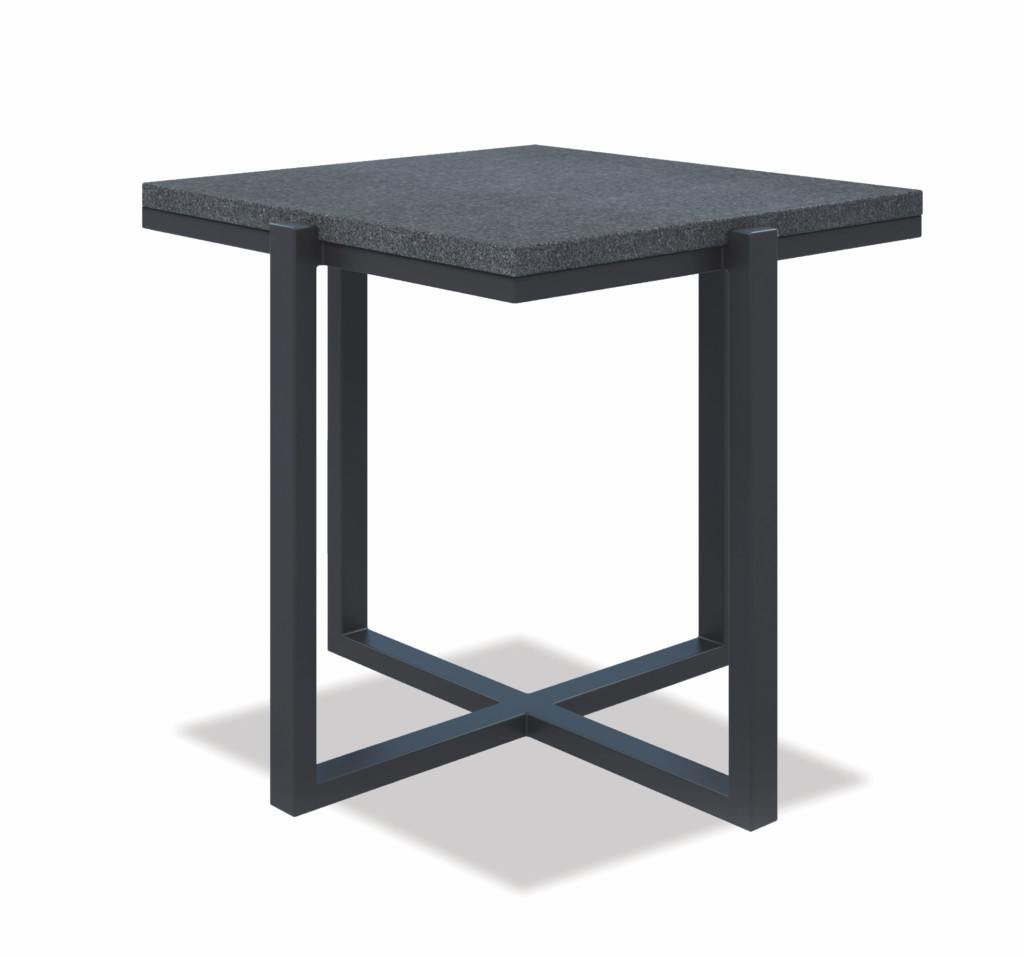 Square End Table with Honed Granite, Slate