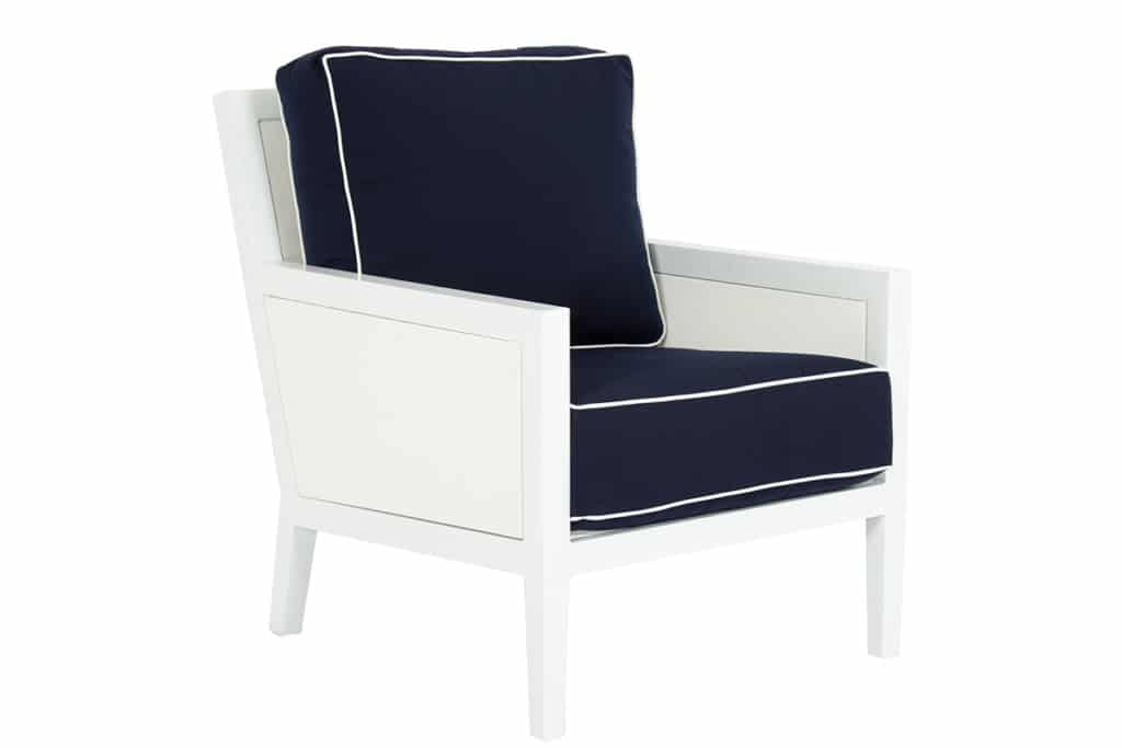 Regatta Club Chair with cushion in Canvas Navy with Canvas White welt